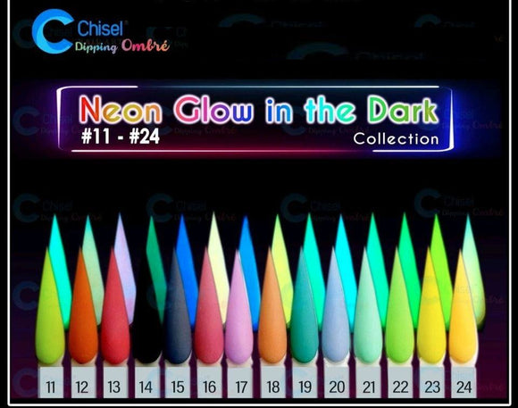 Chisel 2in1 Dipping/Acrylic Powder, Glow in The Dark Collection
