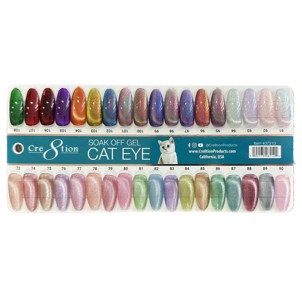 Cre8tion Cat Eye Soak Off Gel 0.5oz - Full Set 36 New Colors (#73 - #108)