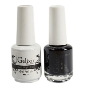 Gelixir Nail Lacquer And Gel Polish, 089, Black Night, 0.5oz