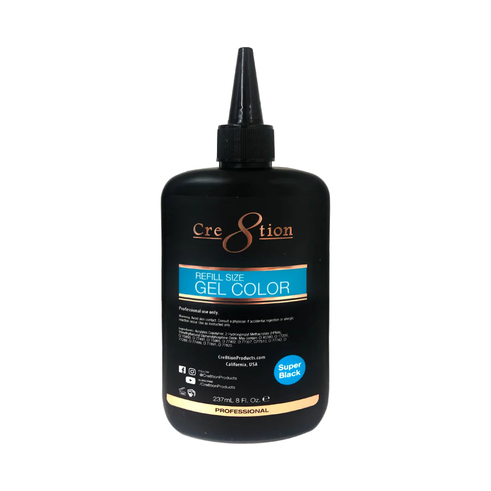 Cre8tion 8oz Soak Off Gel - Super Black