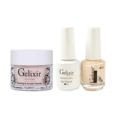 Gelixir 3in1 Acrylic/Dipping Powder + Gel Polish + Nail Lacquer, 001