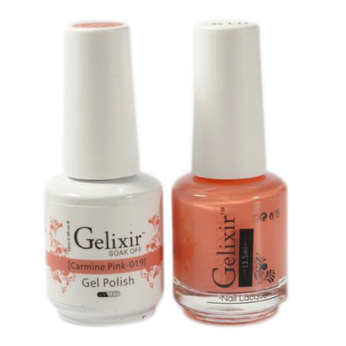 Gelixir Nail Lacquer And Gel Polish, 019, Carmine Pink, 0.5oz