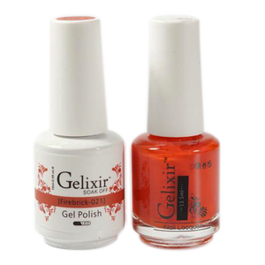 Gelixir Nail Lacquer And Gel Polish, 021, Firebrick, 0.5oz