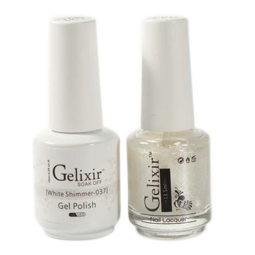 Gelixir Nail Lacquer And Gel Polish, 037, White Shimmer, 0.5oz
