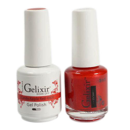 Gelixir Nail Lacquer And Gel Polish, 043, Candy Apple Red, 0.5oz
