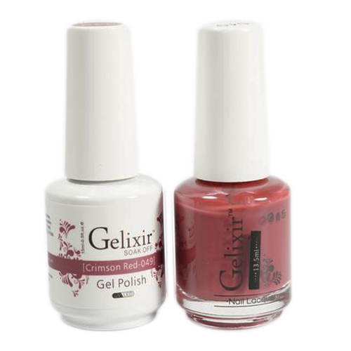 Gelixir Nail Lacquer And Gel Polish, 049, Crimson Red, 0.5oz