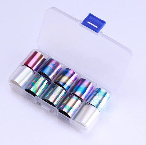 Foil Nail Art Transfer Decoration 10 Rolls Set 2.5*100cm, 02