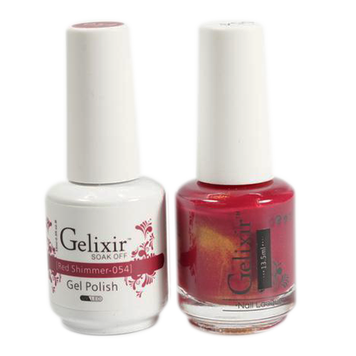 Gelixir Nail Lacquer And Gel Polish, 054, Red Shimmer, 0.5oz