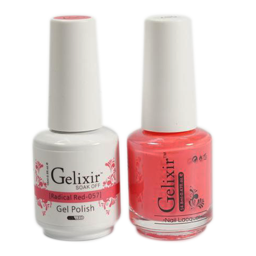 Gelixir Nail Lacquer And Gel Polish, 057, Radical Red, 0.5oz