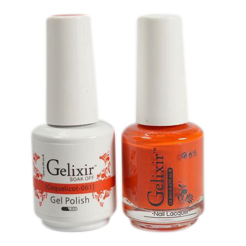 Gelixir Nail Lacquer And Gel Polish, 061, Coquelicot, 0.5oz
