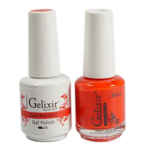 Gelixir Nail Lacquer And Gel Polish, 062, Coral Red, 0.5oz