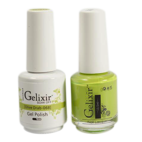 Gelixir Nail Lacquer And Gel Polish, 068, Olive Drab, 0.5oz