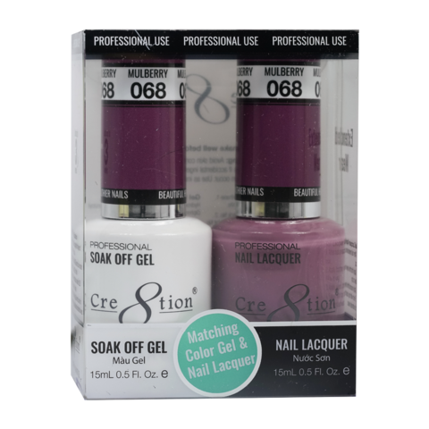 Cre8tion Matching Color Gel & Nail Lacquer 68 Mulberry
