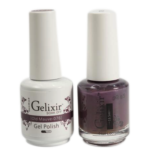 Gelixir Nail Lacquer And Gel Polish, 076, Old Mauve, 0.5oz