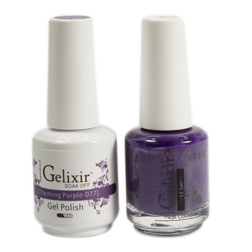 Gelixir Nail Lacquer And Gel Polish, 077, Charming Purple, 0.5oz