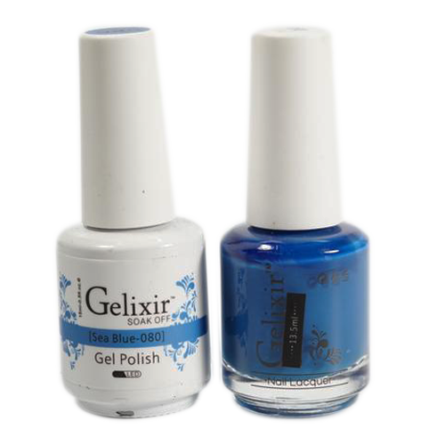 Gelixir Nail Lacquer And Gel Polish, 080, Sea Blue, 0.5oz
