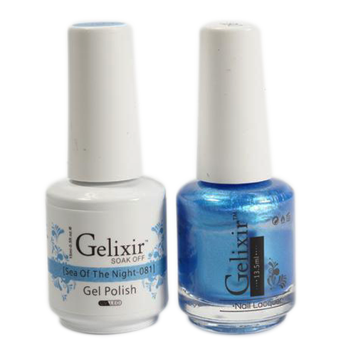 Gelixir Nail Lacquer And Gel Polish, 081, Sea Of Night, 0.5oz