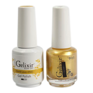 Gelixir Nail Lacquer And Gel Polish, 092, Gold Love, 0.5oz