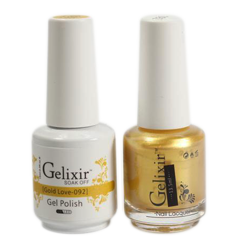 Gelixir Nail Lacquer And Gel Polish, 092, Gold Love, 0.5oz