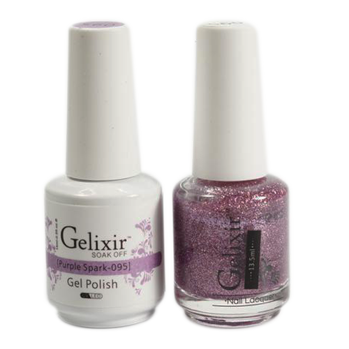 Gelixir Nail Lacquer And Gel Polish, 095, Purple Spark, 0.5oz