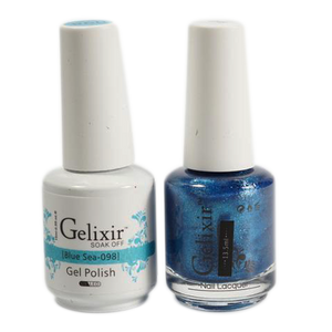 Gelixir Nail Lacquer And Gel Polish, 098, Blue Sea, 0.5oz