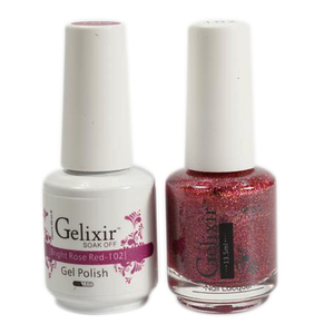 Gelixir Nail Lacquer And Gel Polish, 102, Bright Rose Red, 0.5oz