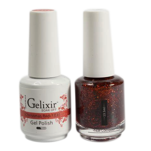 Gelixir Nail Lacquer And Gel Polish, 103, Christmas Red, 0.5oz