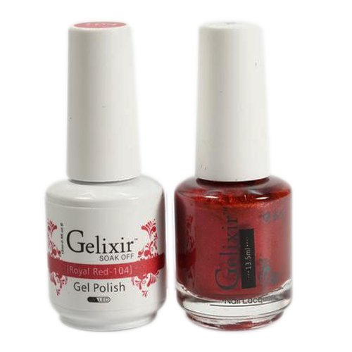 Gelixir Nail Lacquer And Gel Polish, 104, Royal Red, 0.5oz