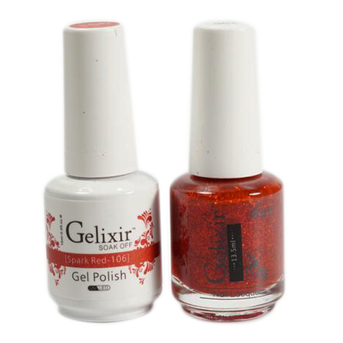 Gelixir Nail Lacquer And Gel Polish, 106, Spark Red, 0.5oz
