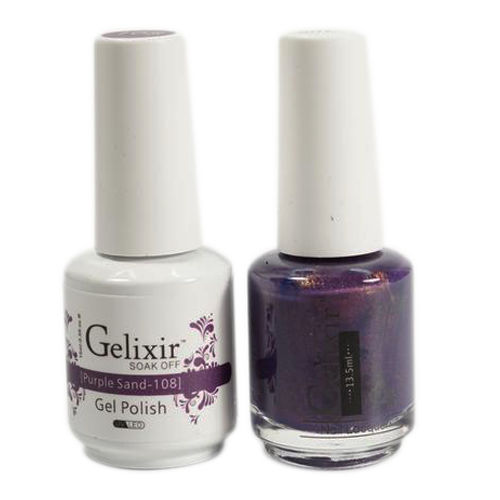 Gelixir Nail Lacquer And Gel Polish, 108, Purple Sand, 0.5oz