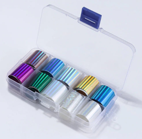 Foil Nail Art Transfer Decoration 10 Rolls Set 2.5*100cm, 07