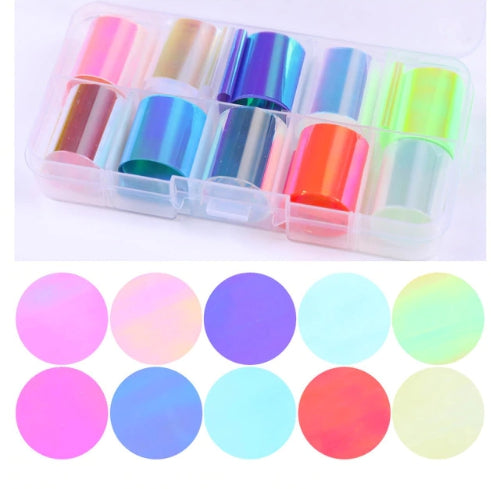 Foil Nail Art Transfer Decoration 10 Rolls Set 2.5*100cm, 12