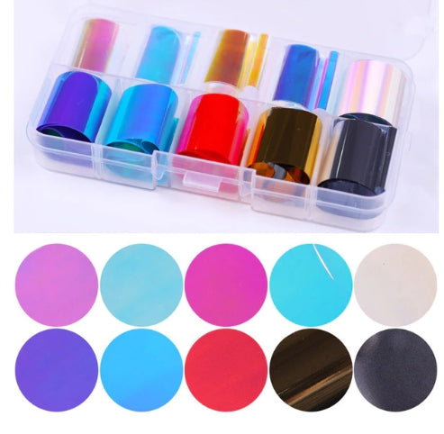 Foil Nail Art Transfer Decoration 10 Rolls Set 2.5*100cm, 15