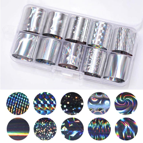 Foil Nail Art Transfer Decoration 10 Rolls Set 2.5*100cm, 17