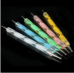 Multi Coloured Double Ended Nail Art Dotting/Marbleizing Tools, 5PCS