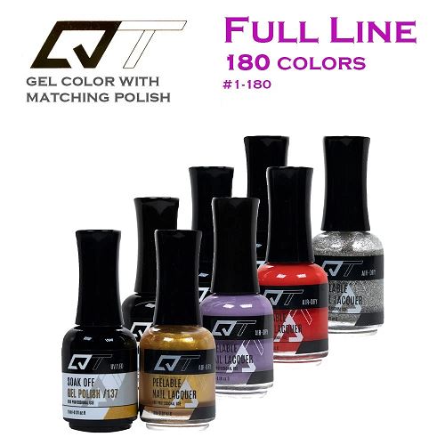 QT Gel Polish + Nail Lacquer, Full Line Of 180 Colors, Get Free 1 HW Cordless Lamp