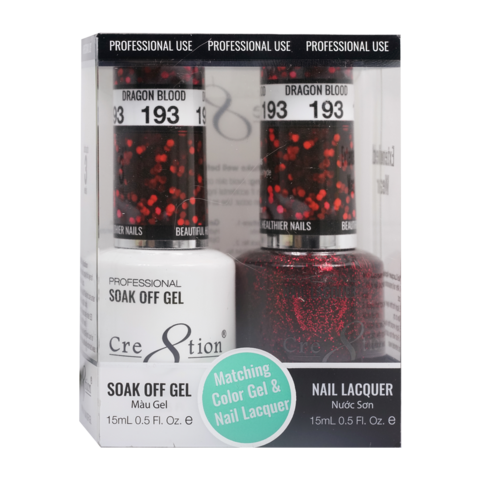 Cre8tion Matching Color Gel & Nail Lacquer 193 Dragon Blood