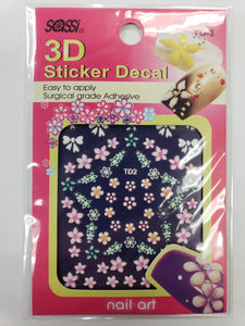 SASSI 3D Sticker Decal Flower Nail Art TD-2