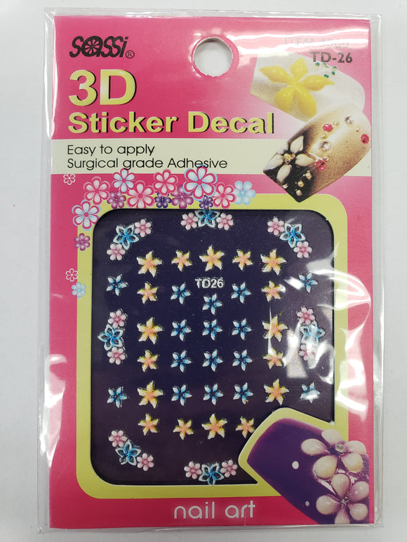 SASSI 3D Sticker Decal Flower Nail Art TD-26