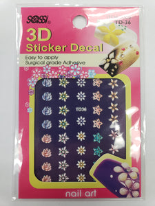 SASSI 3D Sticker Decal Flower Nail Art TD-36