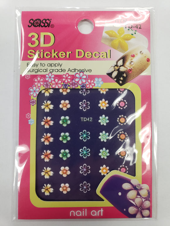 SASSI 3D Sticker Decal Flower Nail Art TD-42