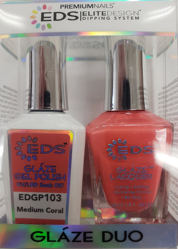 PREMIUMNAILS EDS Glaze Duo (Gel + Lacquer) | EDGP 103 Medium Coral