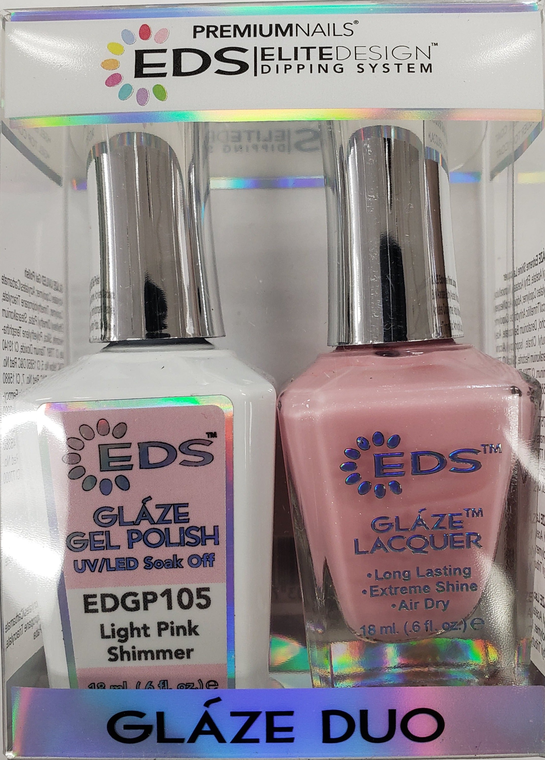 PREMIUMNAILS EDS Glaze Duo (Gel + Lacquer) | EDGP 105 Light Pink Shimmer