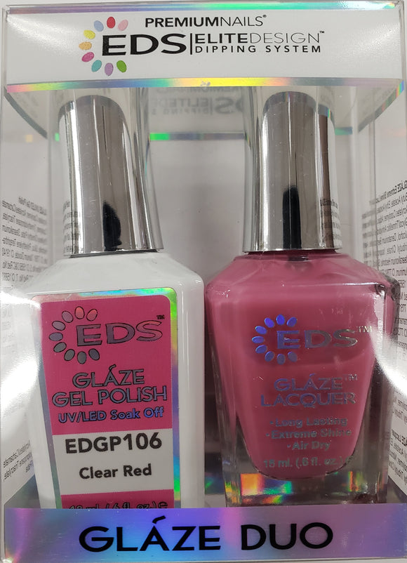 PREMIUMNAILS EDS Glaze Duo (Gel + Lacquer) | EDGP 106 Clear Red