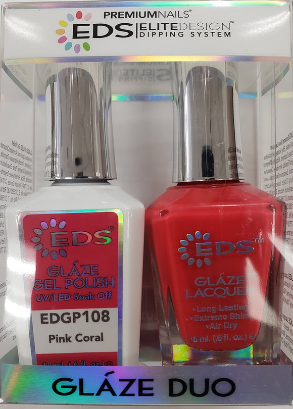PREMIUMNAILS EDS Glaze Duo (Gel + Lacquer) | EDGP 108 Pink Coral