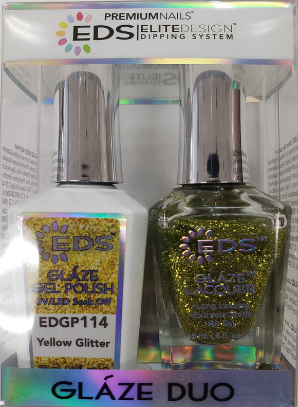 PREMIUMNAILS EDS Glaze Duo (Gel + Lacquer) | EDGP 114 Yellow Glitter