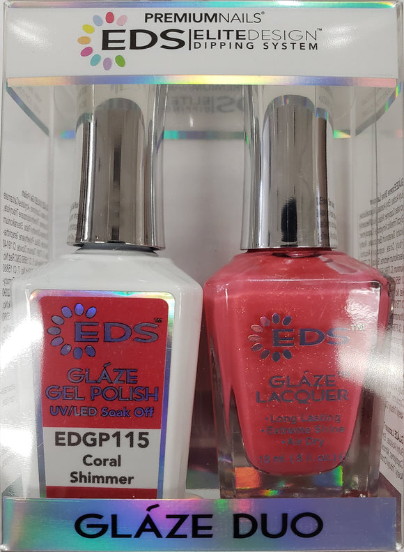PREMIUMNAILS EDS Glaze Duo (Gel + Lacquer) | EDGP 115 Coral Shimmer