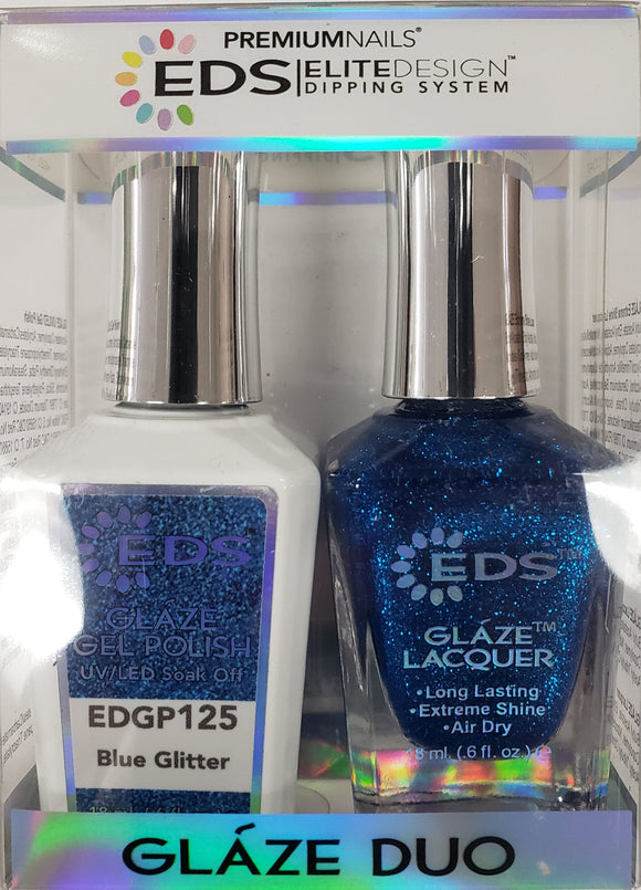 PREMIUMNAILS EDS Glaze Duo (Gel + Lacquer) | EDGP 125 Blue Glitter