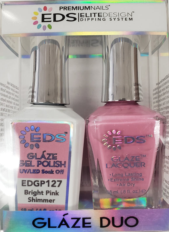 PREMIUMNAILS EDS Glaze Duo (Gel + Lacquer) | EDGP 127 Bright Pink Shimmer