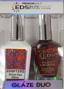 PREMIUMNAILS EDS Glaze Duo (Gel + Lacquer) | EDGP 133 G Brown Red Glitter
